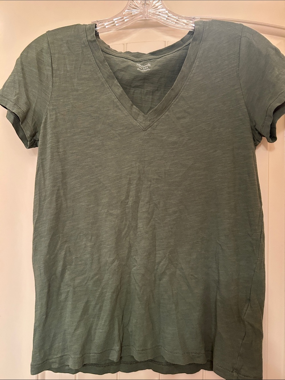 Madewell Olive V-Neck Short Sleeve Tee
